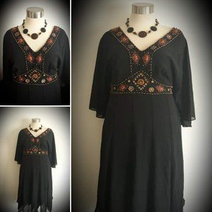 Black Beaded Plus-Size Dress (New)